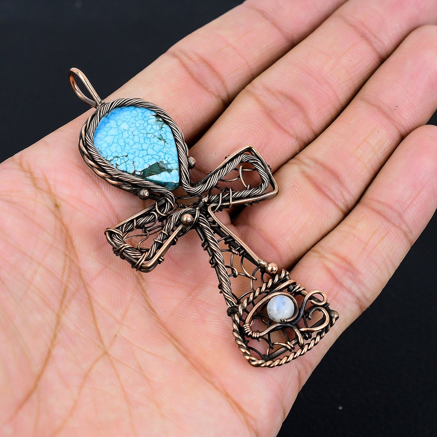 Turquoise Gemstone Ankh Pendant