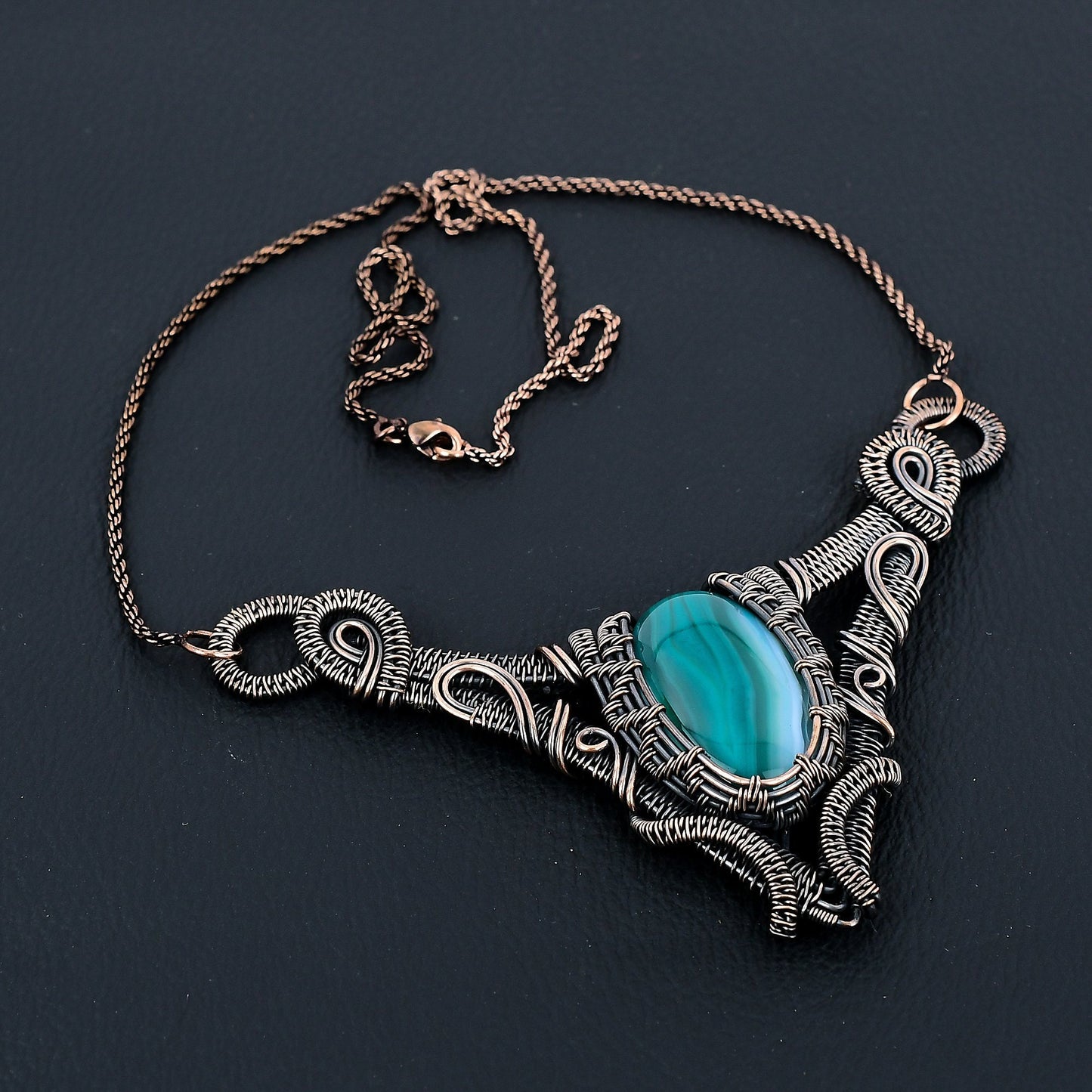 Blue Botswana Agate Gemstone Necklace