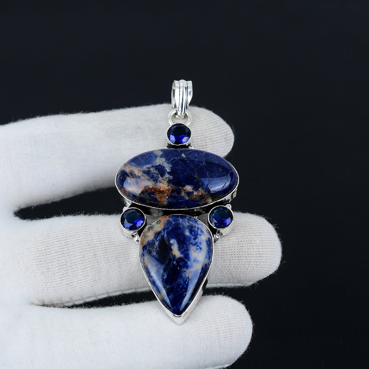 Blue Sodalite & London Blue Topaz Gemstone Pendant