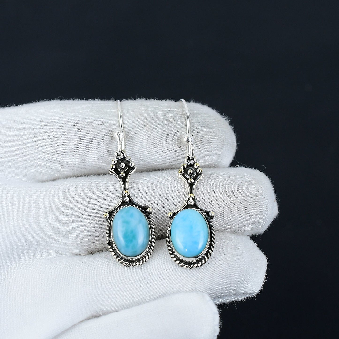 Blue Larimar Gemstone Earrings
