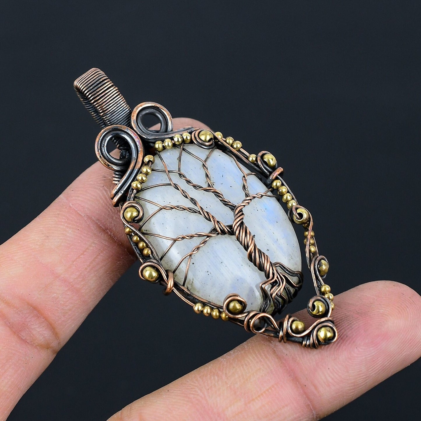 Copper Moonstone Gemstone Pendant