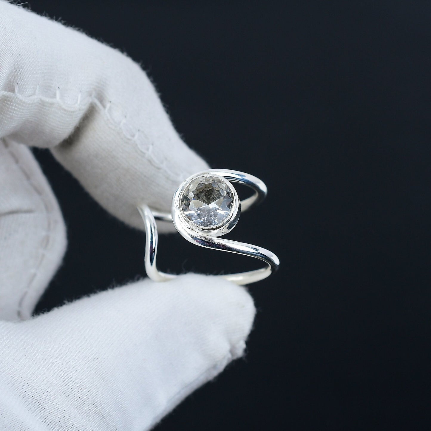 White Topaz Gemstone Ring