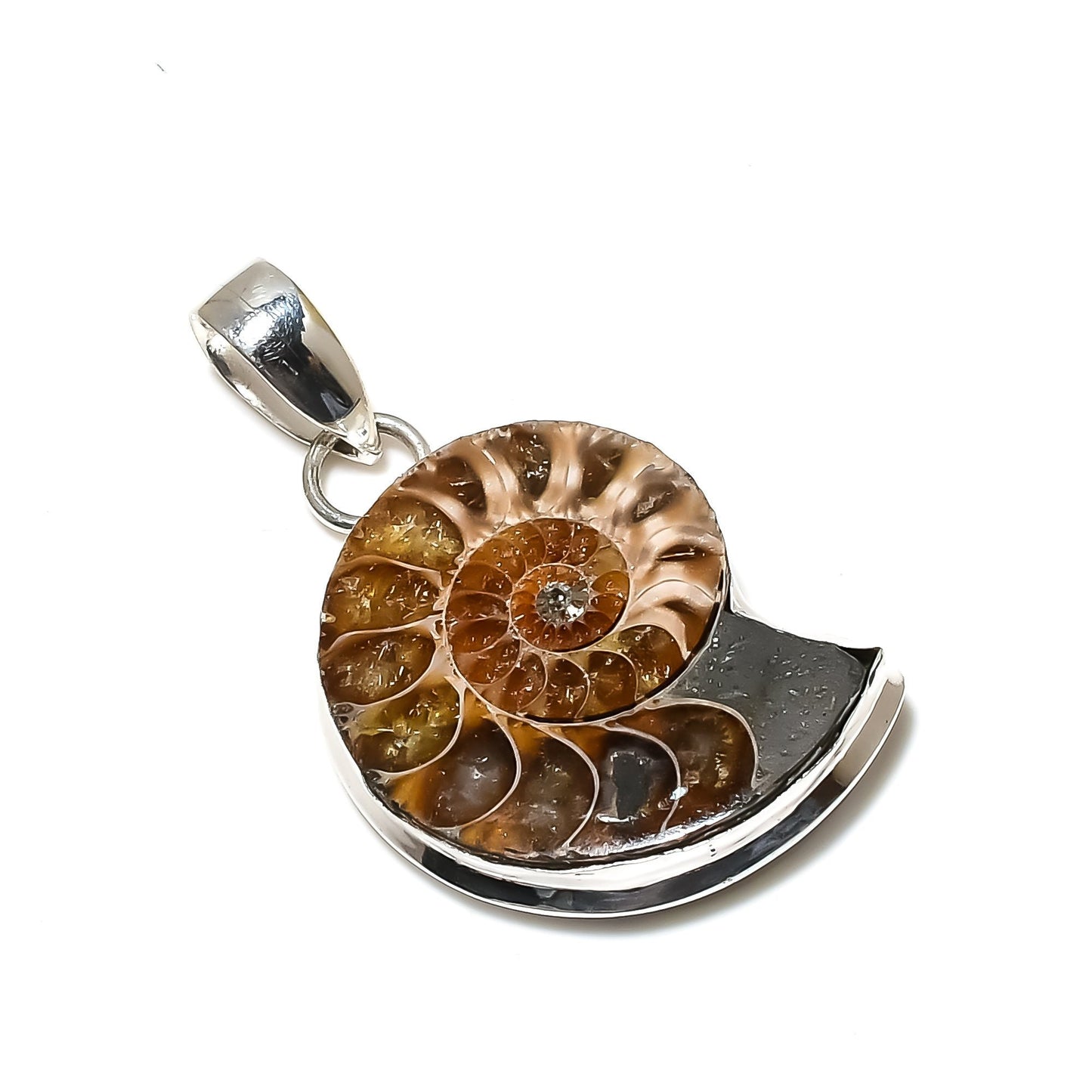 Brown Ammonite Gemstone Pendant