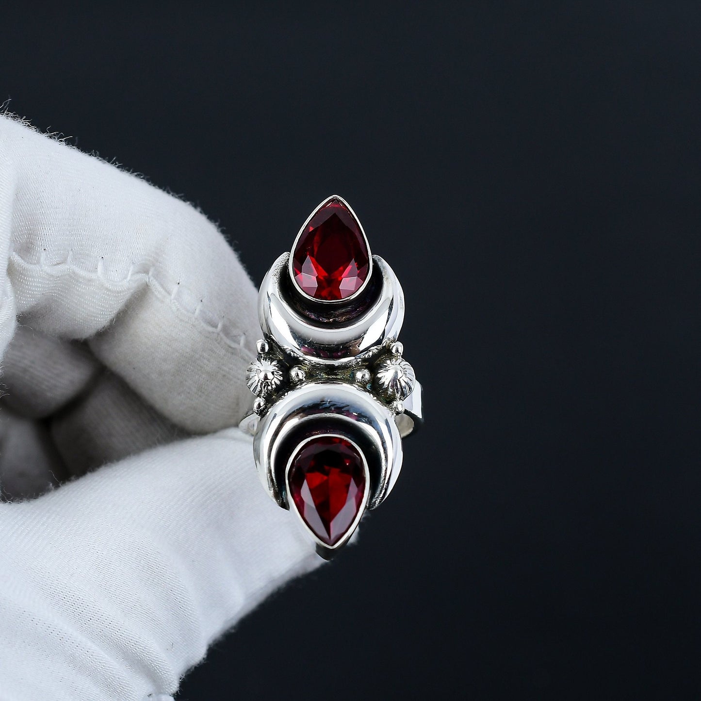 Red Garnet Gemstone Sterling Silver Ring