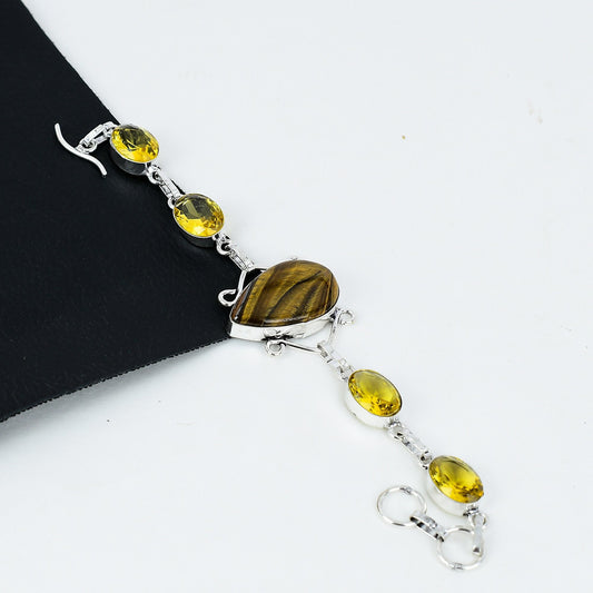 Golden Tiger Eye & Yellow Citrine Gemstone Bracelet