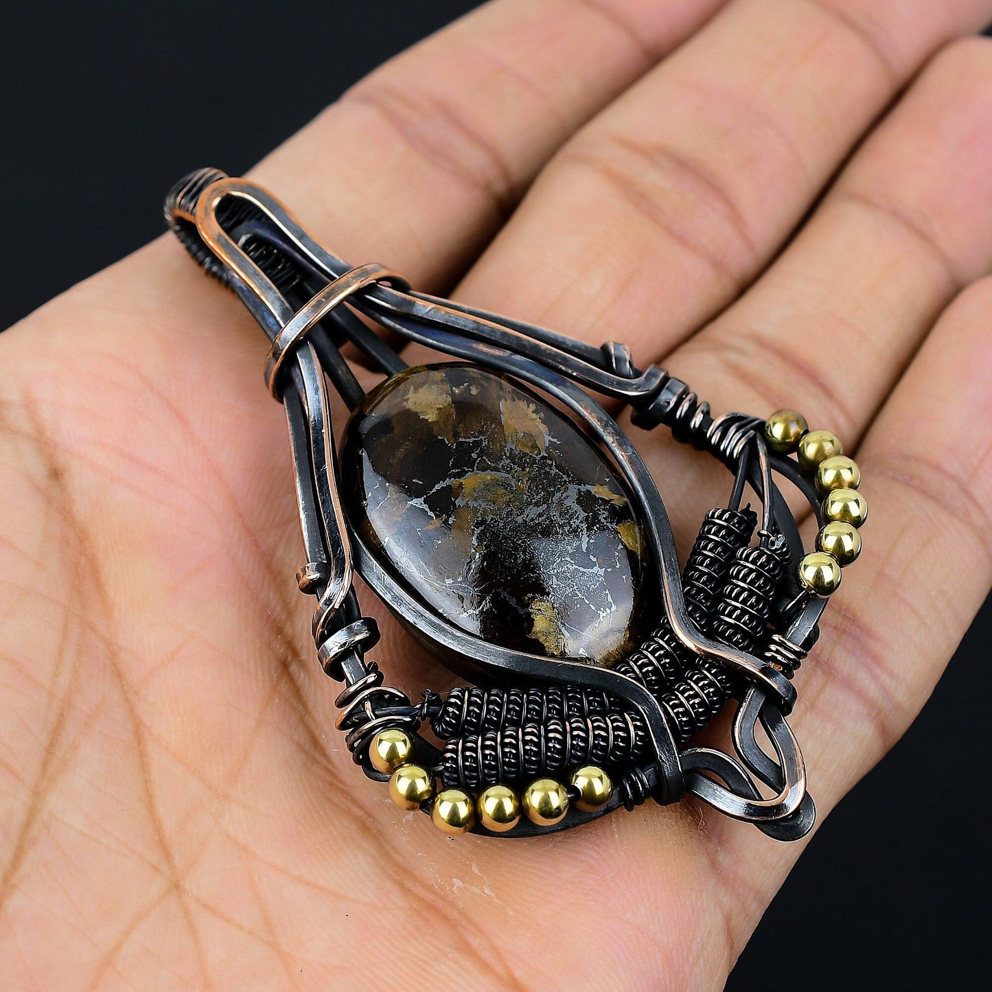 Brown Boulder Opal Gemstone Pendant