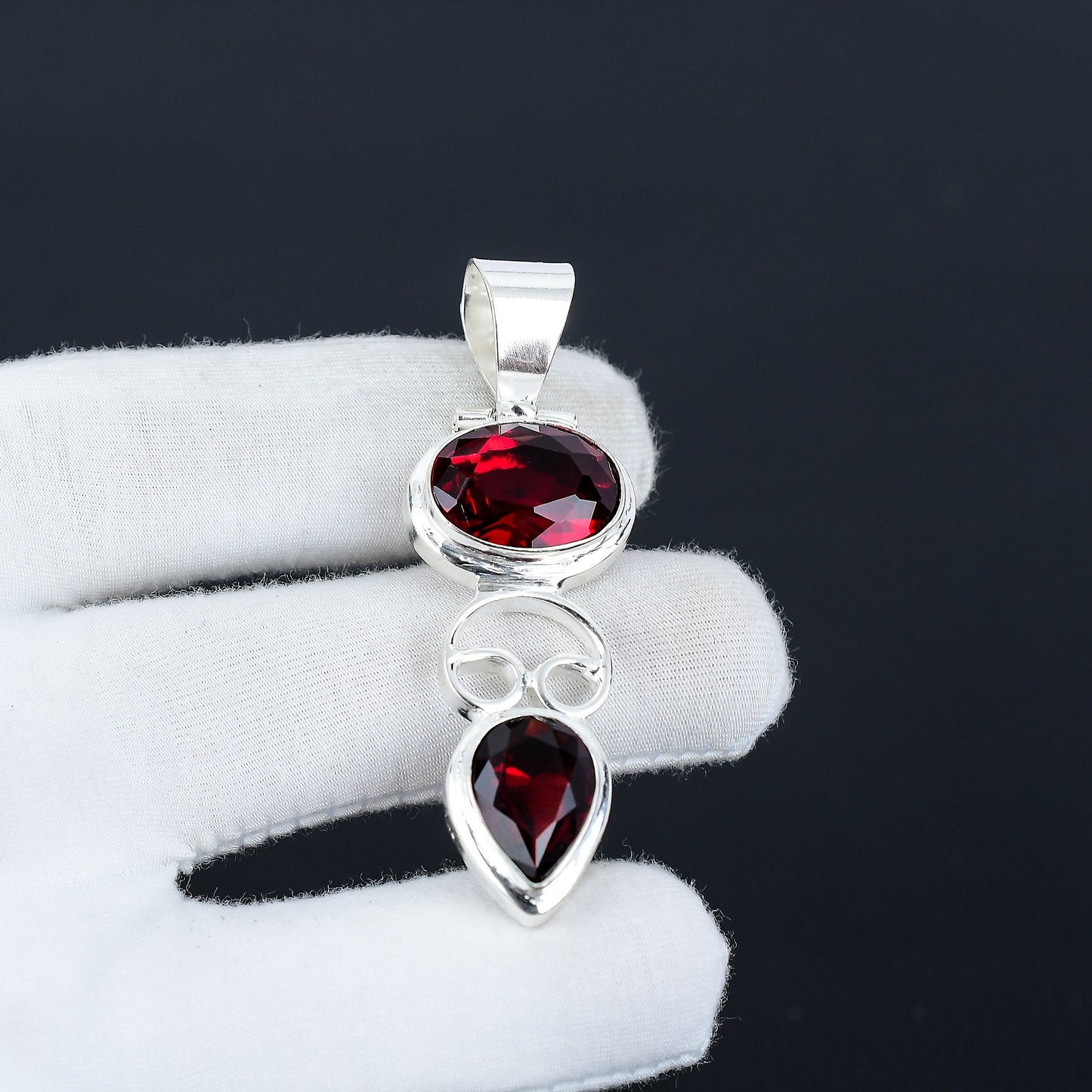 Red Garnet Sterling Silver Necklace