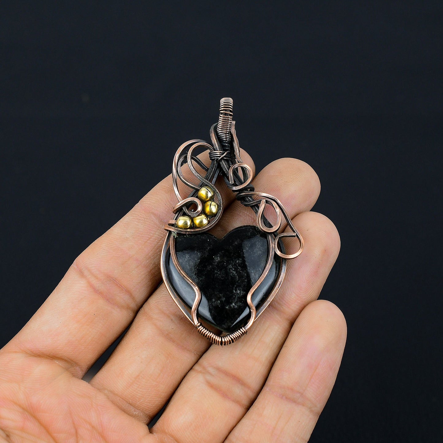 Black Nuummite Gemstone Pendant