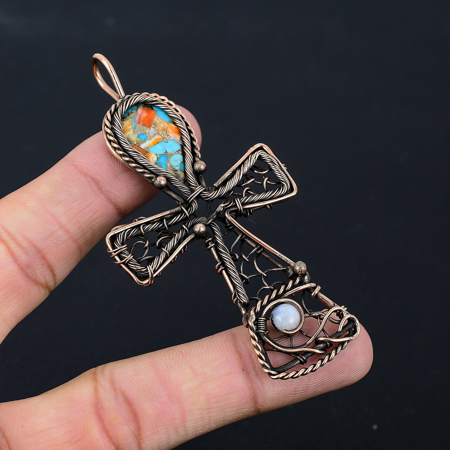 Turquoise Gemstone Ankh Pendant