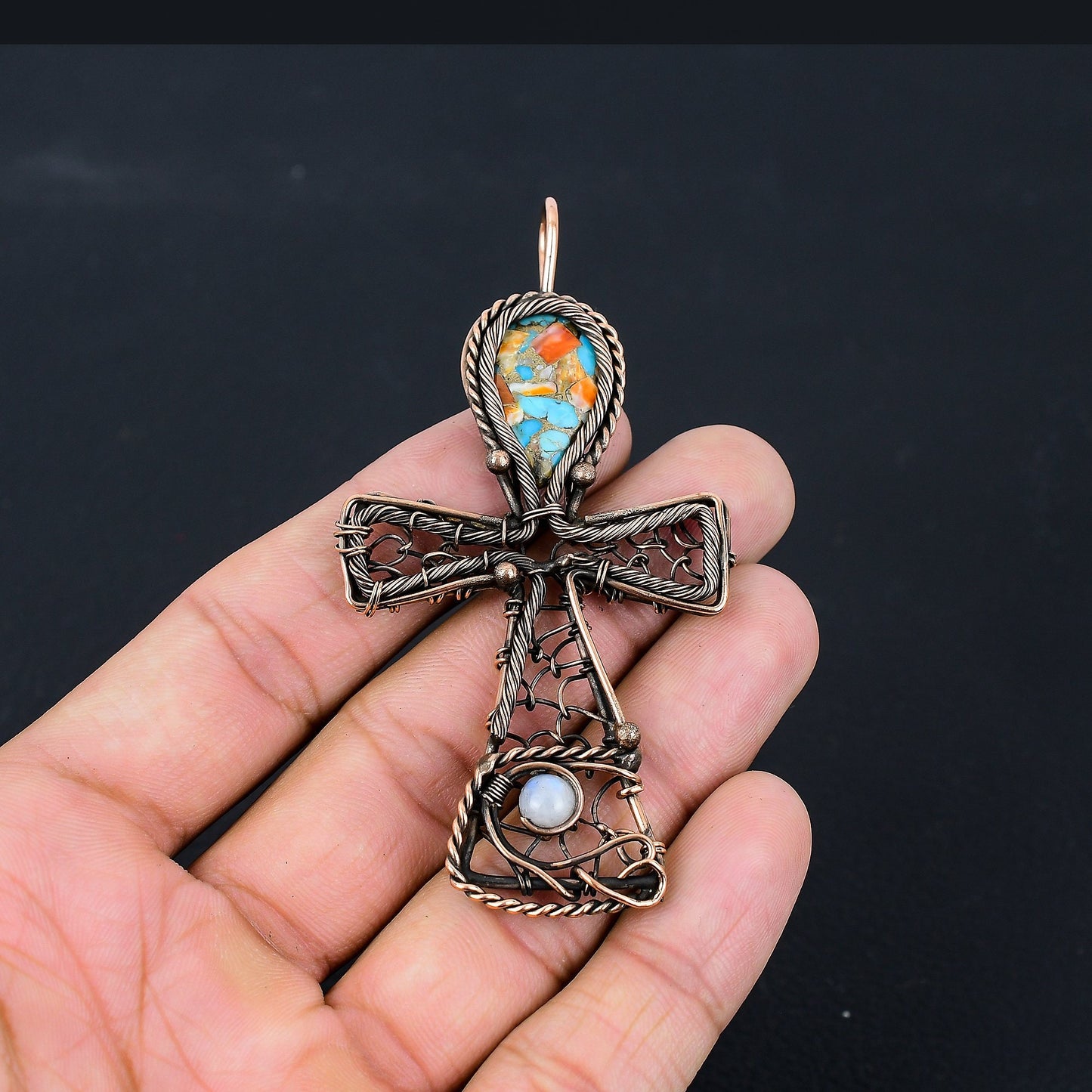 Turquoise Gemstone Ankh Pendant