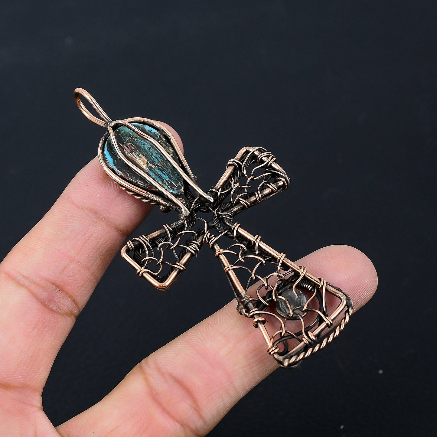 Turquoise Gemstone Ankh Pendant