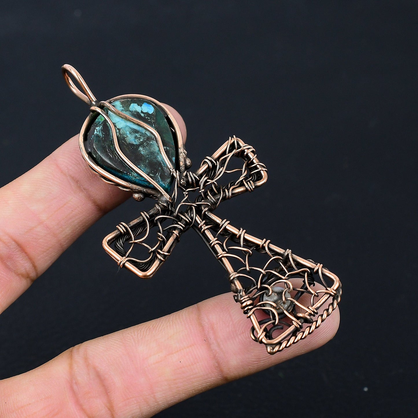 Turquoise Gemstone Ankh Pendant