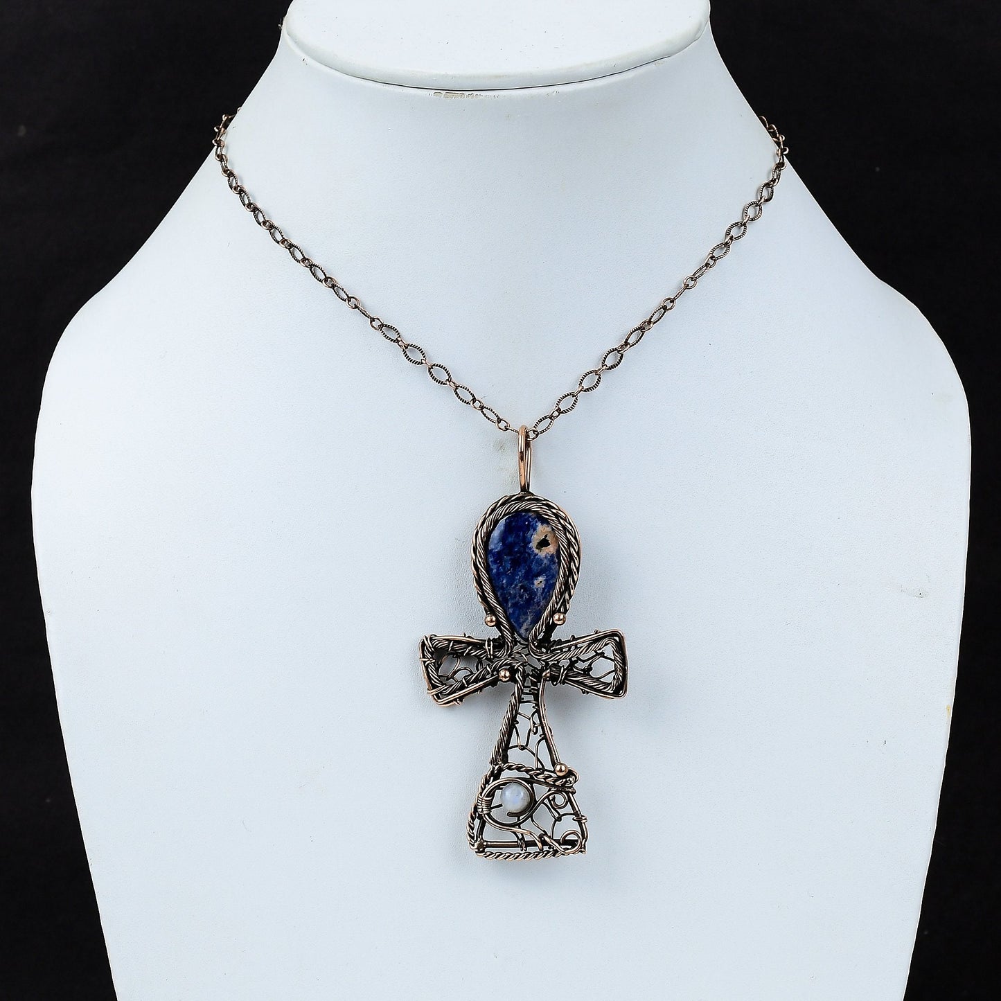 Blue Sodalite Gemstone Ankh Pendant
