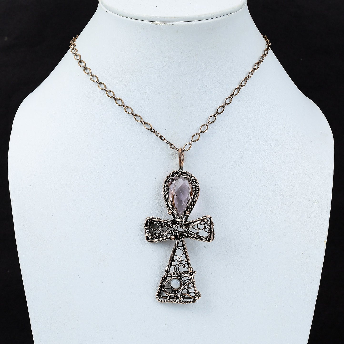 Pink Kunzite Gemstone Ankh Pendant