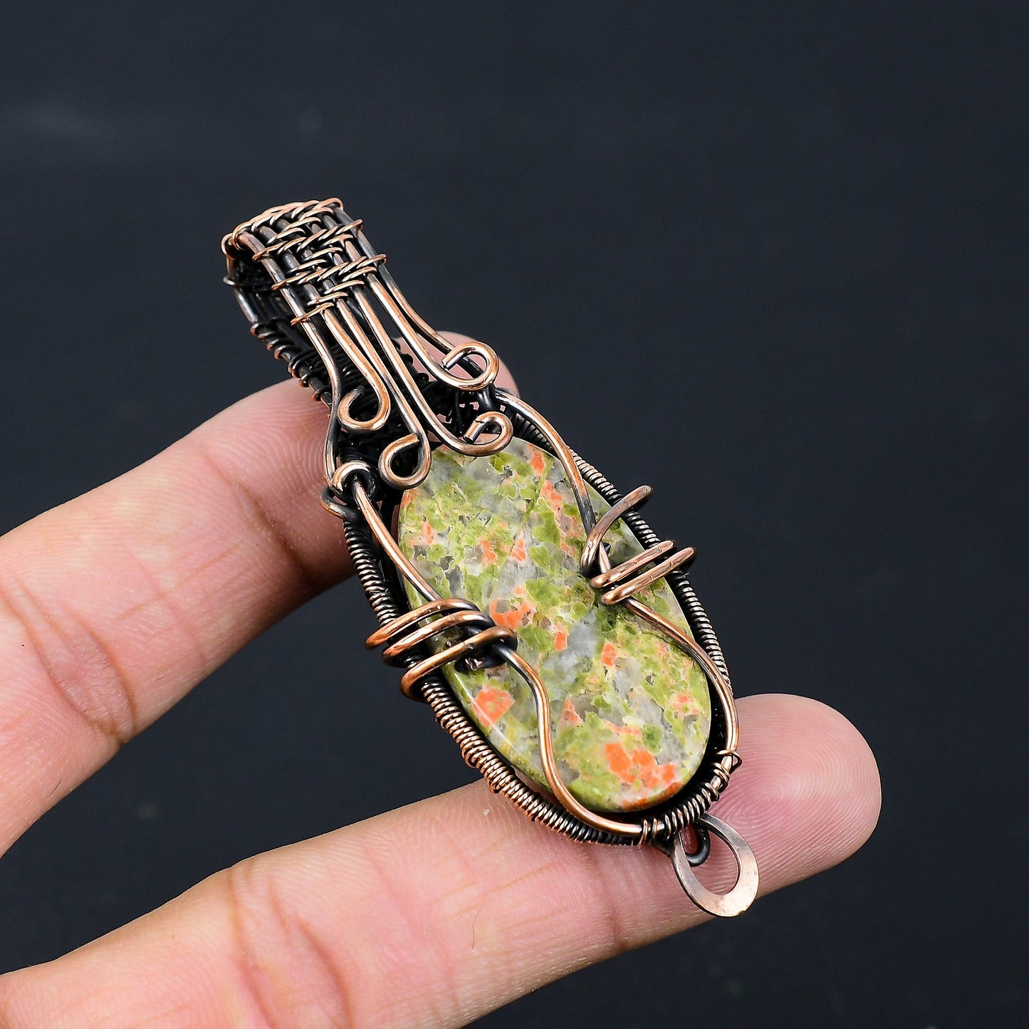Green Pink Unakite Gemstone Pendant