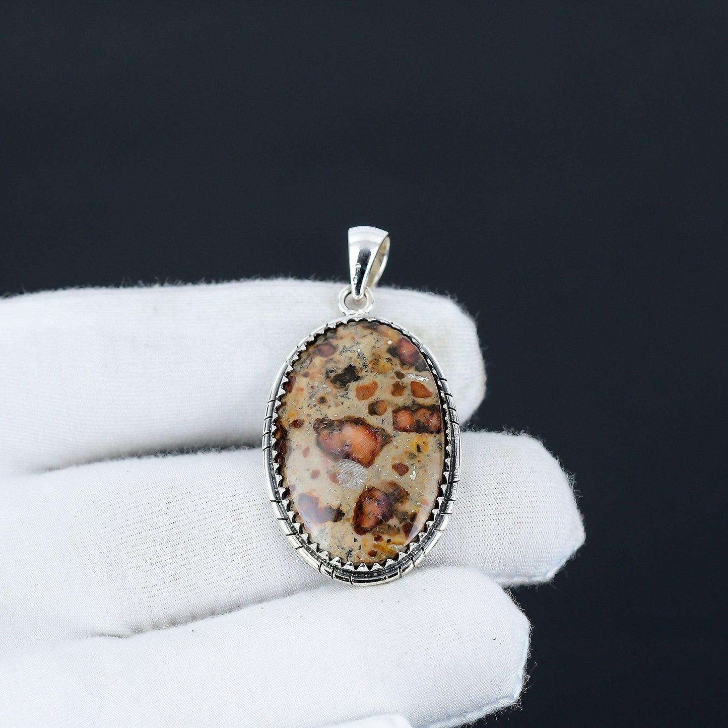Multicolor Leopard Skin Jasper Gemstone Pendant
