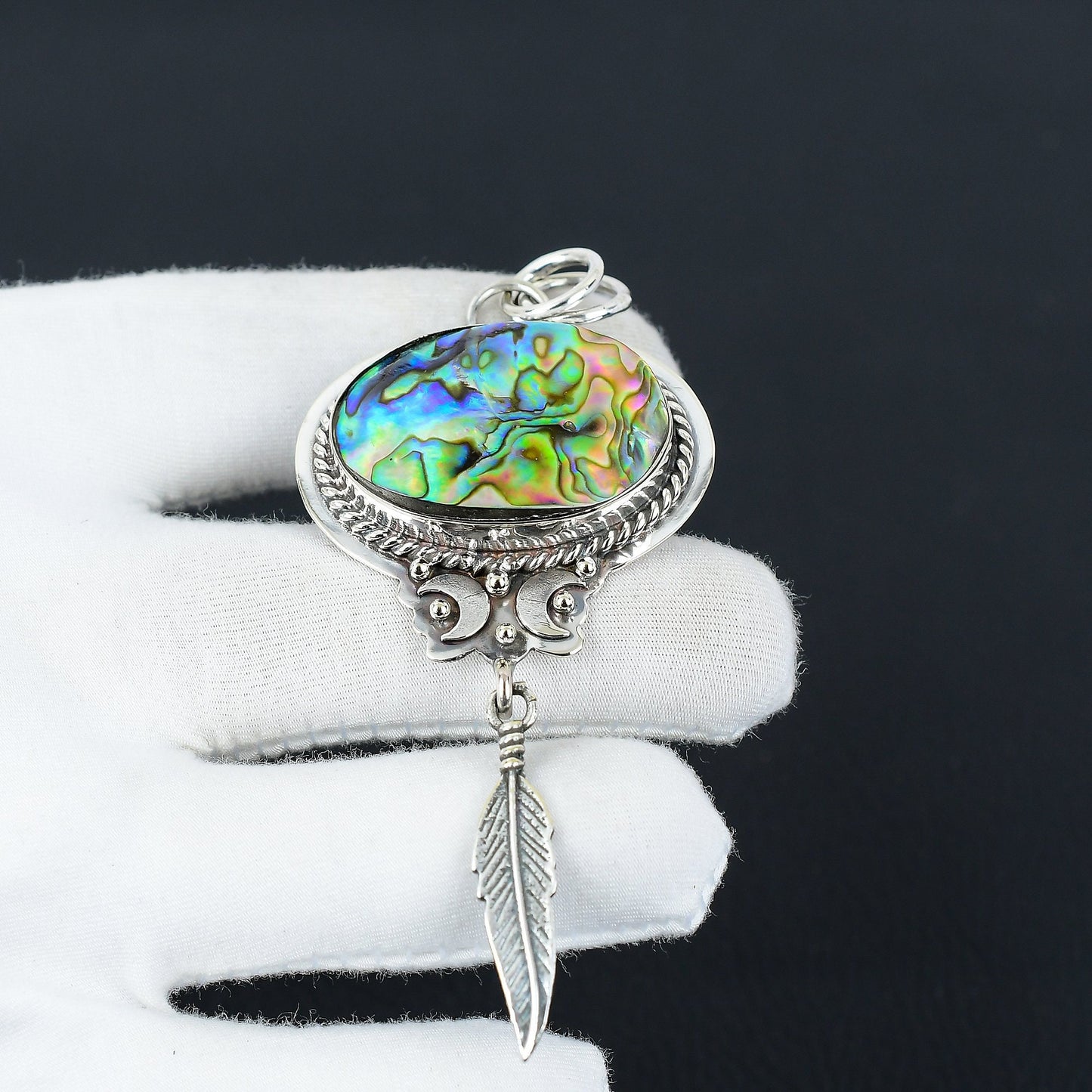 Blue-Green Abalone Gemstone Pendant