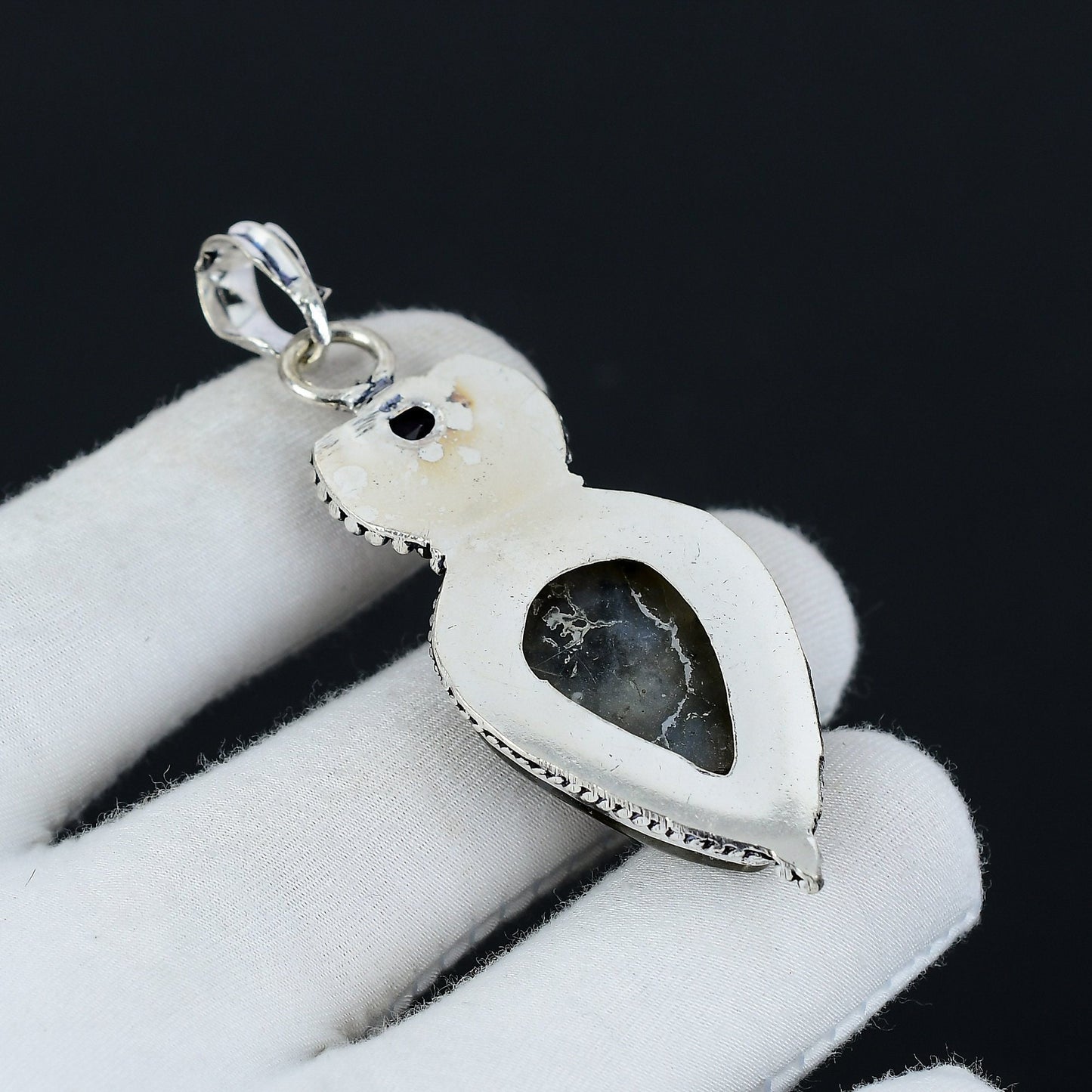 Purple Amethyst and Blue Labradorite Gemstone Pendant