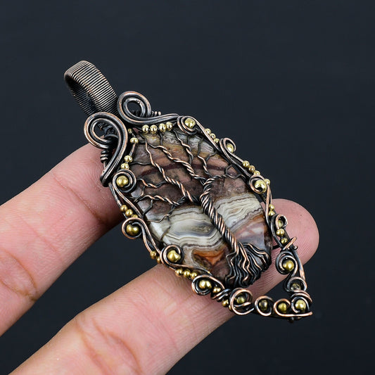 Multicolor Crazy Lace Agate Gemstone Pendant