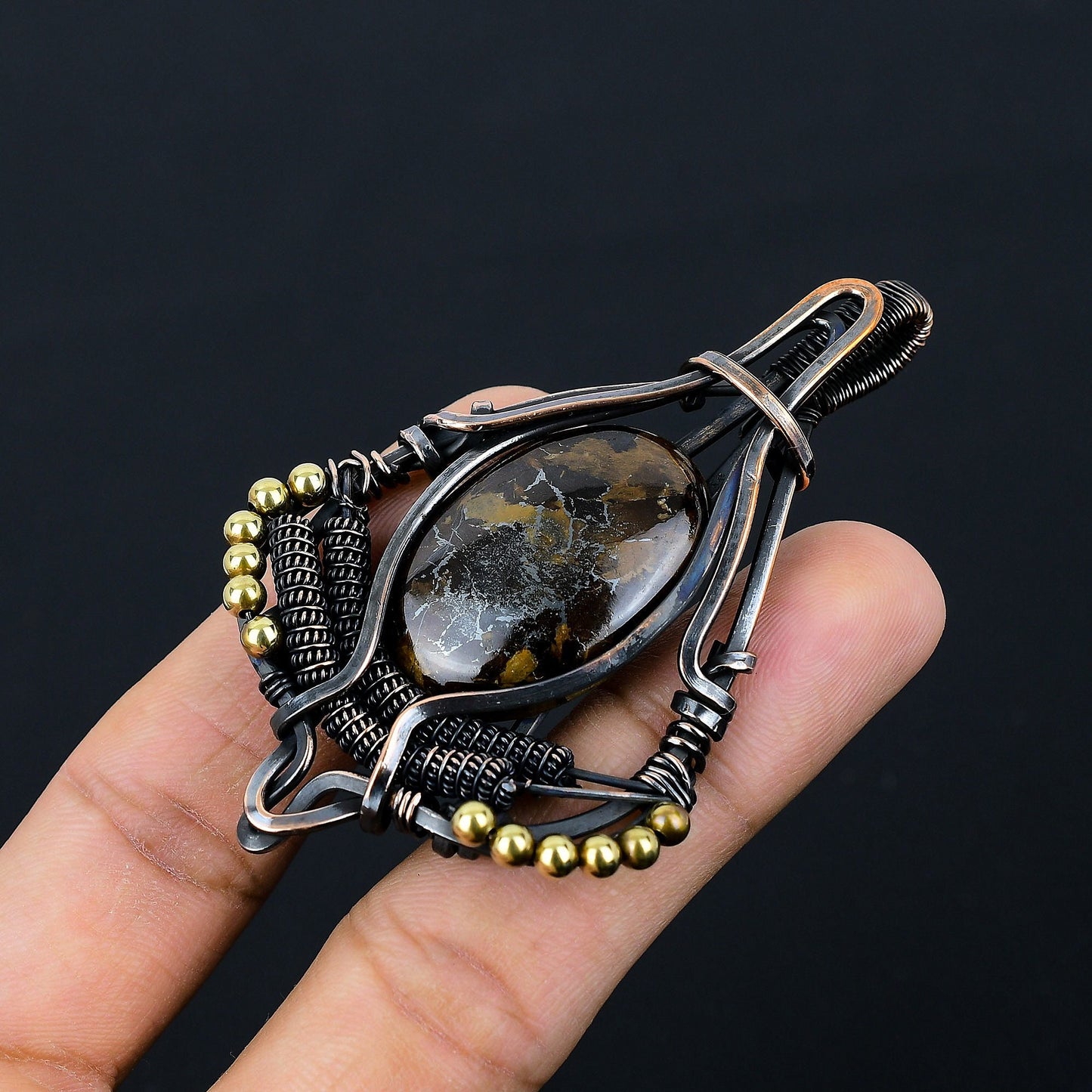 Brown Boulder Opal Gemstone Pendant