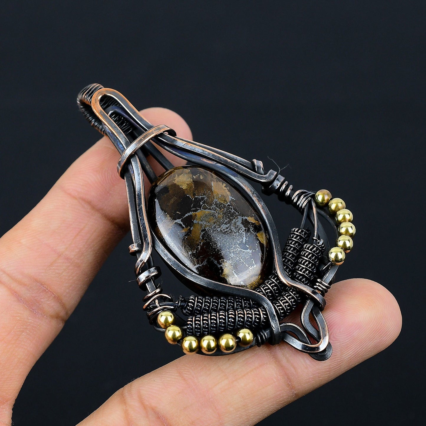 Brown Boulder Opal Gemstone Pendant