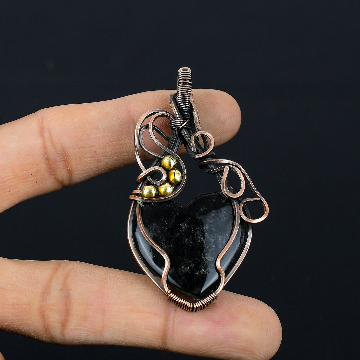 Black Nuummite Gemstone Pendant