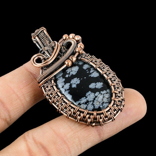 Black & White Snowflake Obsidian Gemstone Pendant