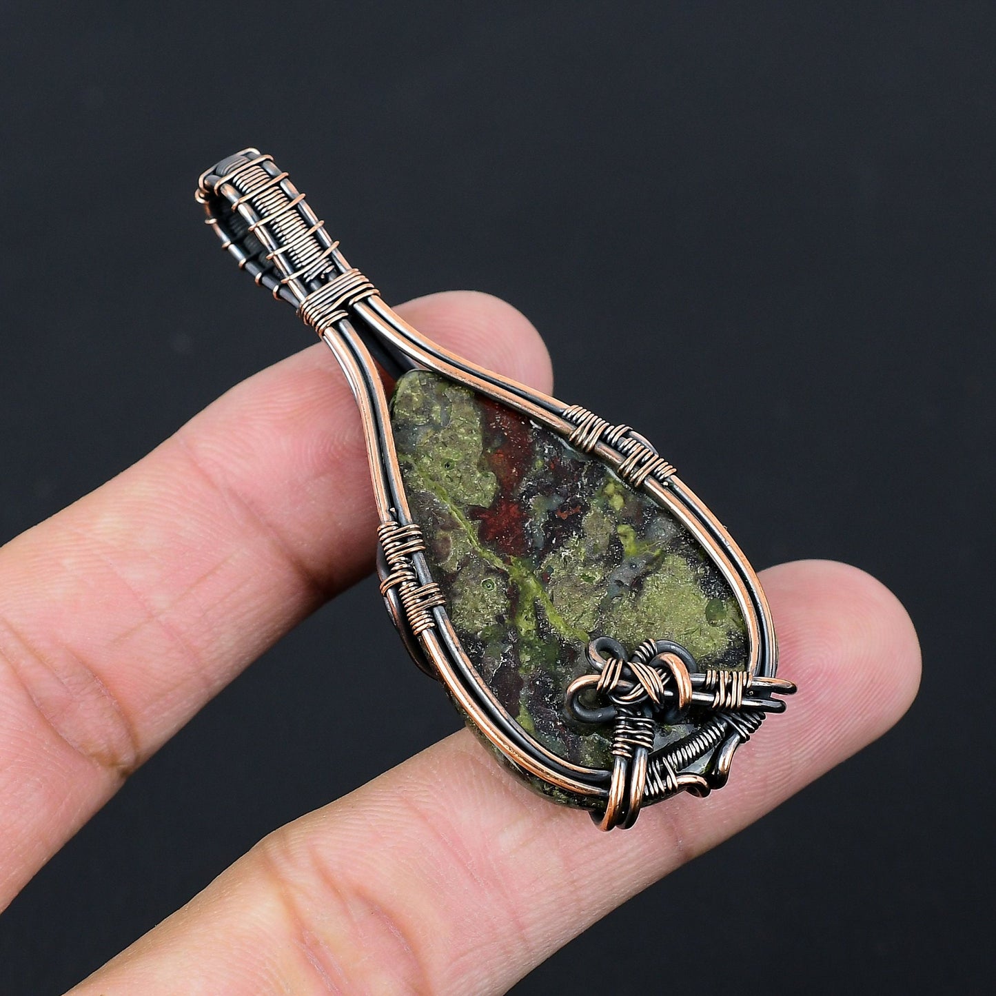 Green & Red Dragon Blood Gemstone Pendant