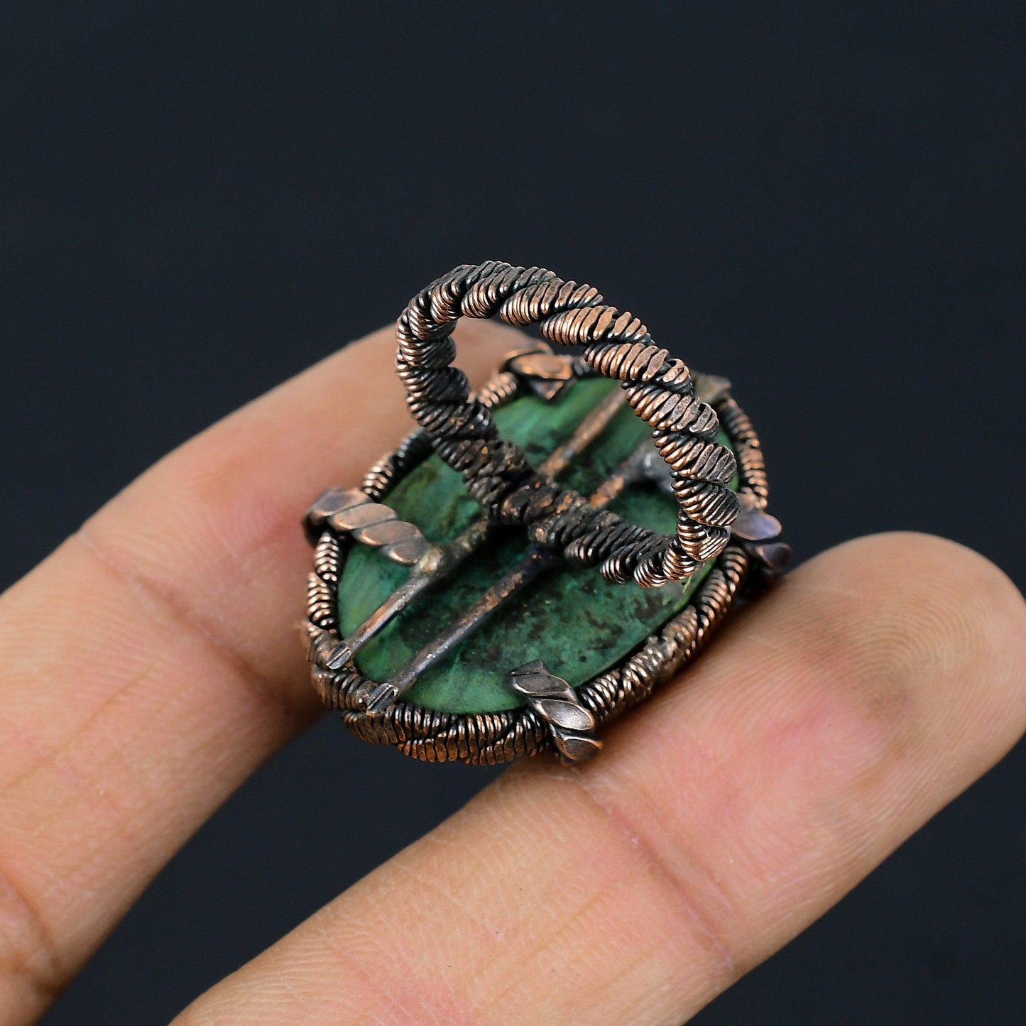 Green Malachite Gemstone Ring