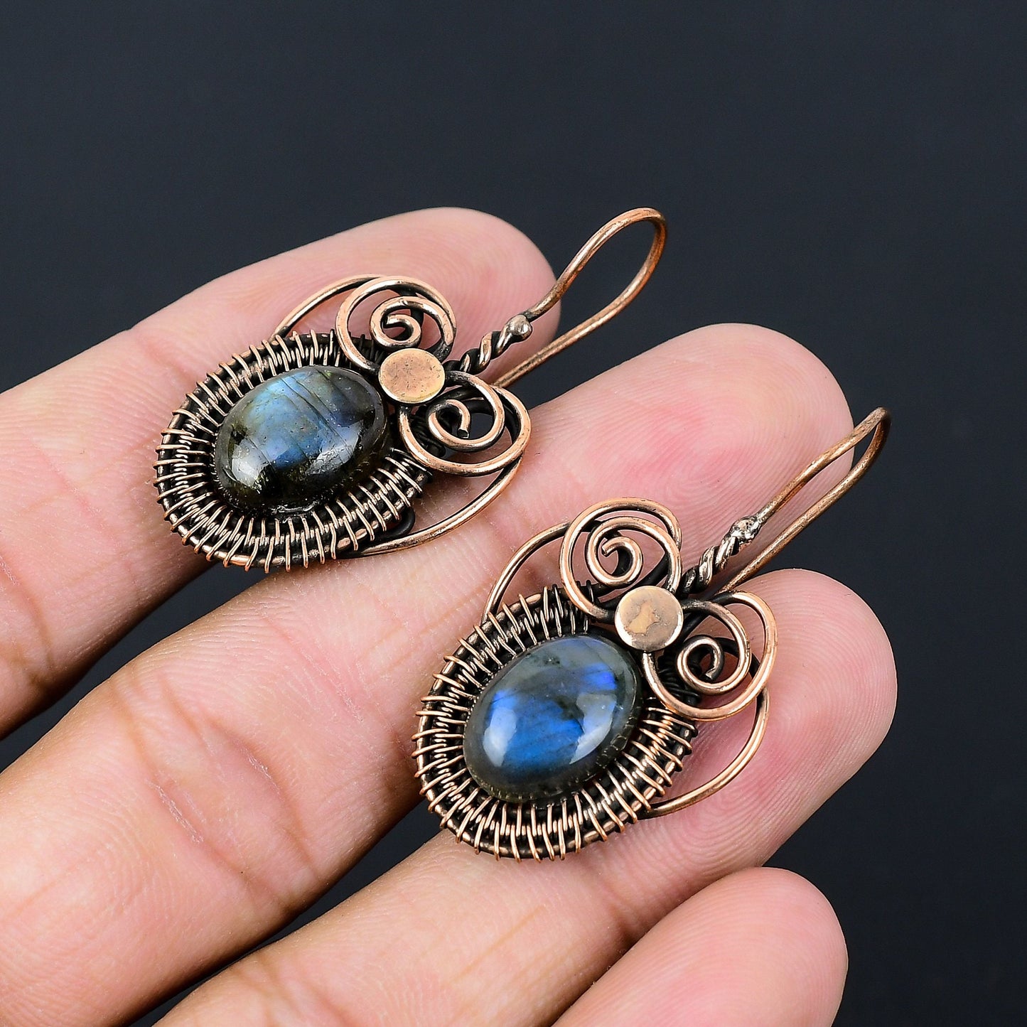 Blue Labradorite Gemstone Earrings