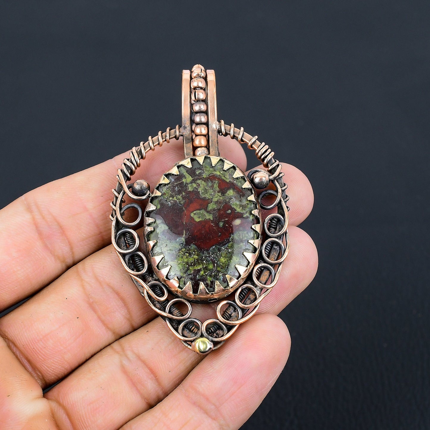 Green Bloodstone Gemstone Pendant