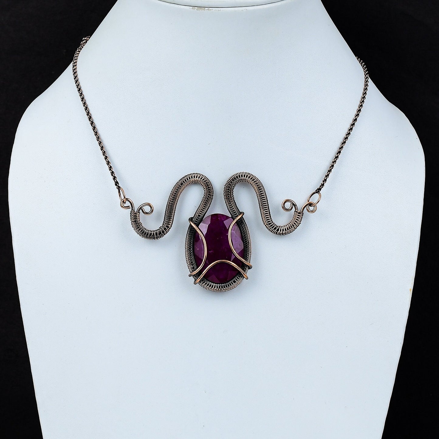 Ruby Gemstone Copper Pendant Necklace