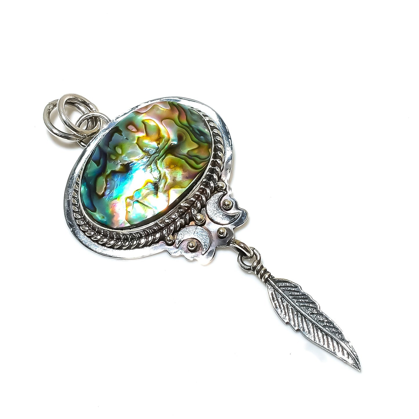 Blue-Green Abalone Gemstone Pendant