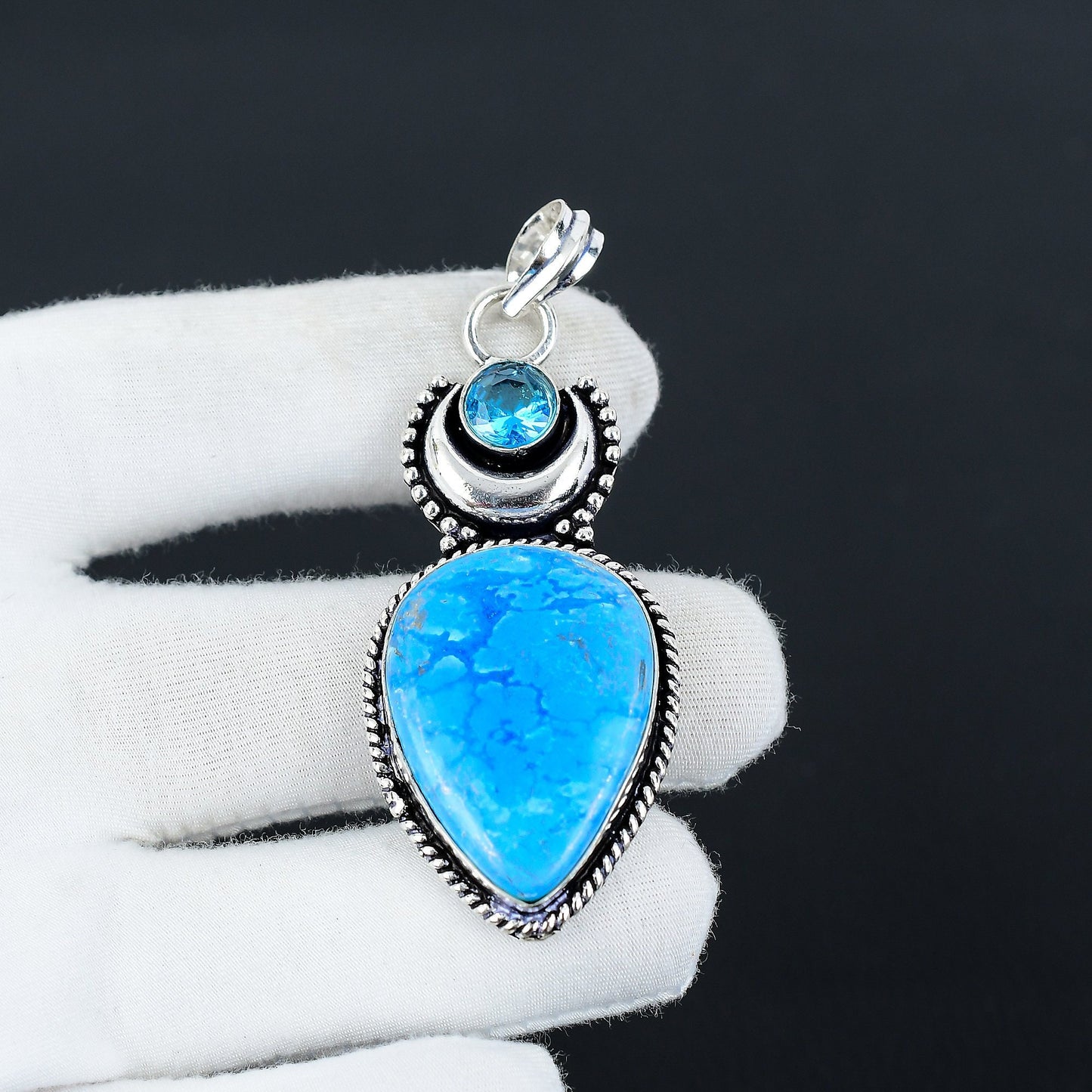 Turquoise & Blue Topaz Gemstone Pendant