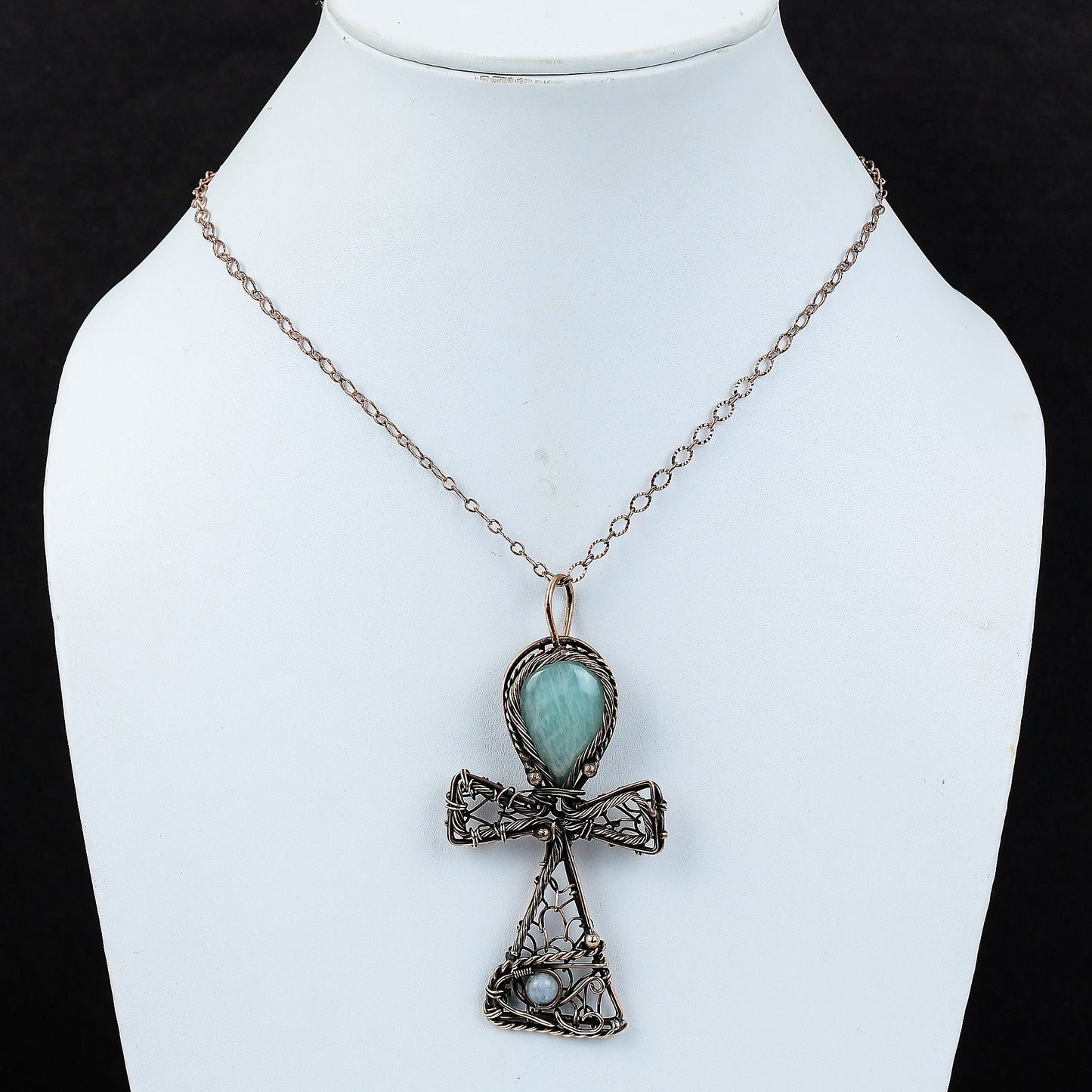 Green Amazonite Gemstone Ankh Pendant