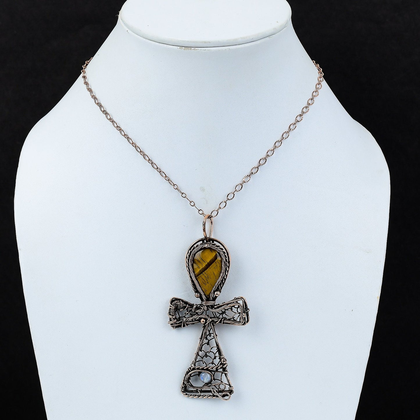 Copper Tiger Eye Gemstone Pendant