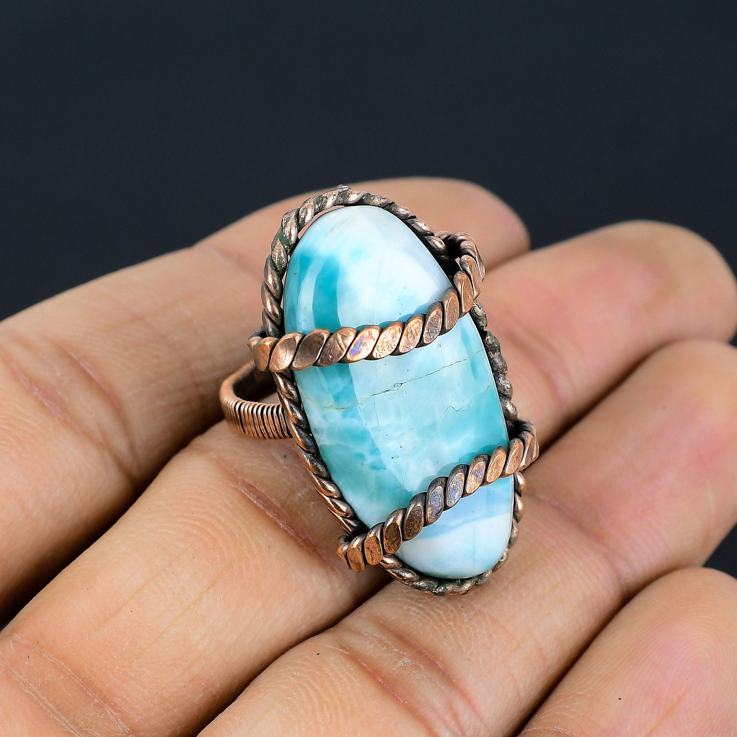 Blue Larimar Gemstone Ring