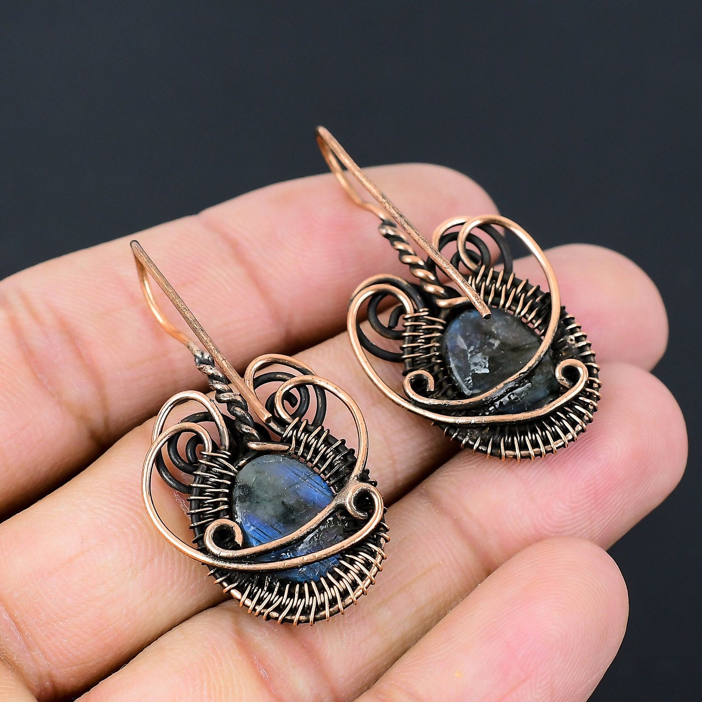 Blue Labradorite Gemstone Earrings
