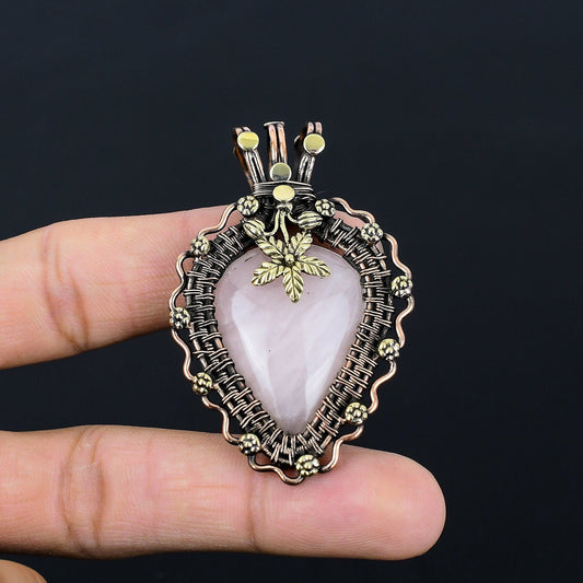 Pink Rose Quartz Gemstone Pendant