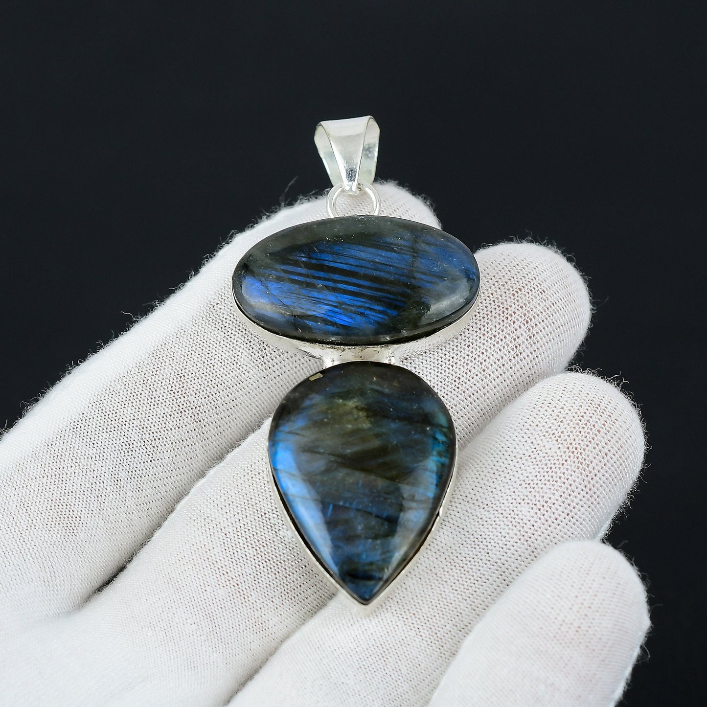 Blue Fire Labradorite Sterling Silver Pendant