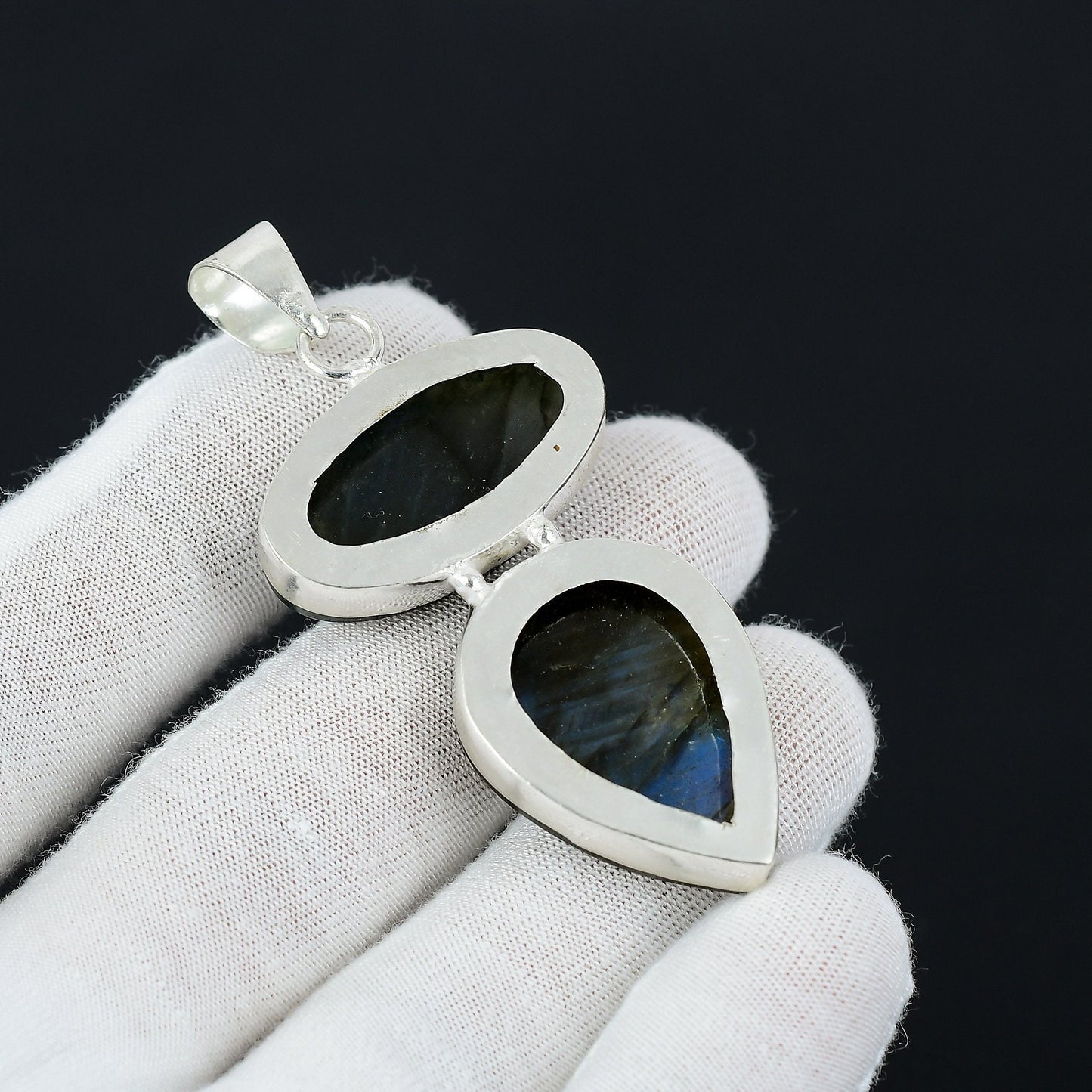 Blue Fire Labradorite Sterling Silver Pendant