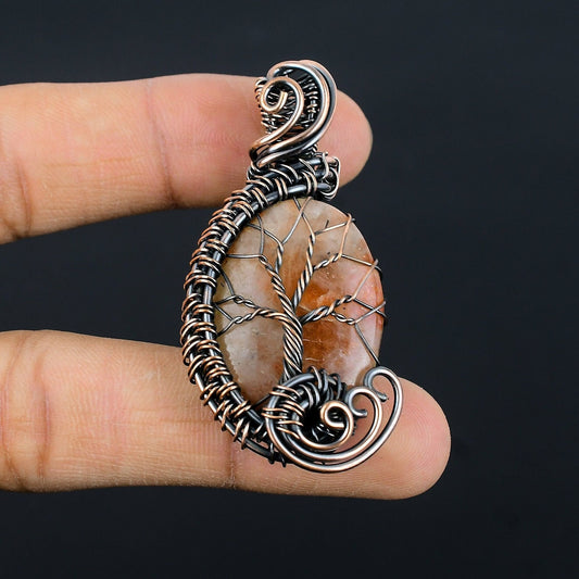 Copper Sunstone Gemstone Pendant