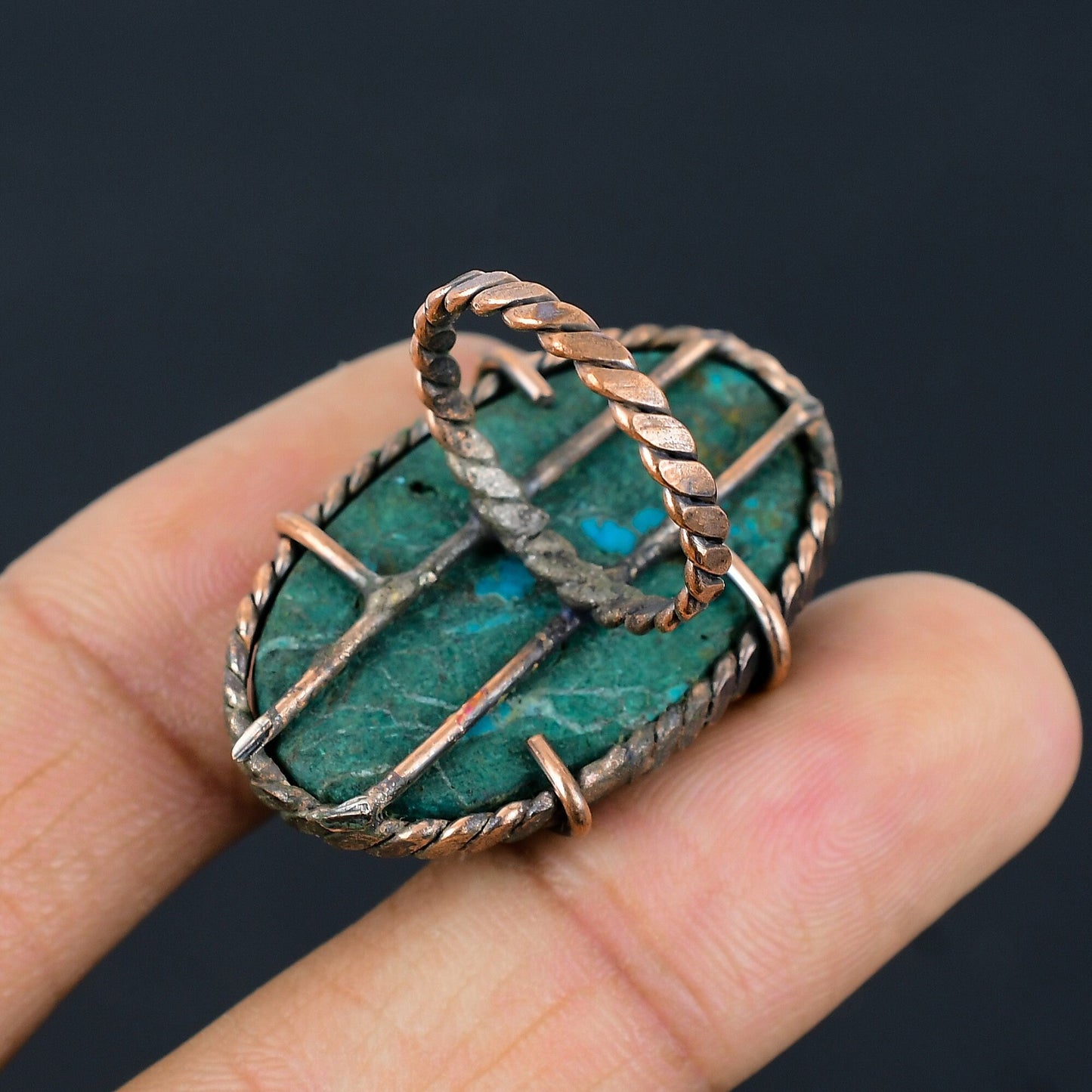 Turquoise Gemstone Copper Wire Wrapped Ring