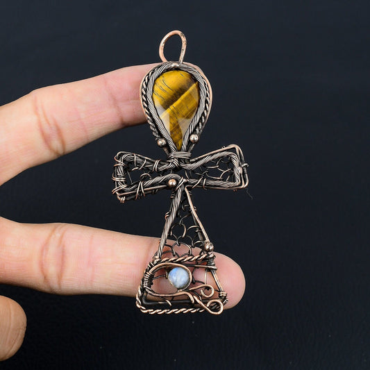 Copper Tiger Eye Gemstone Pendant