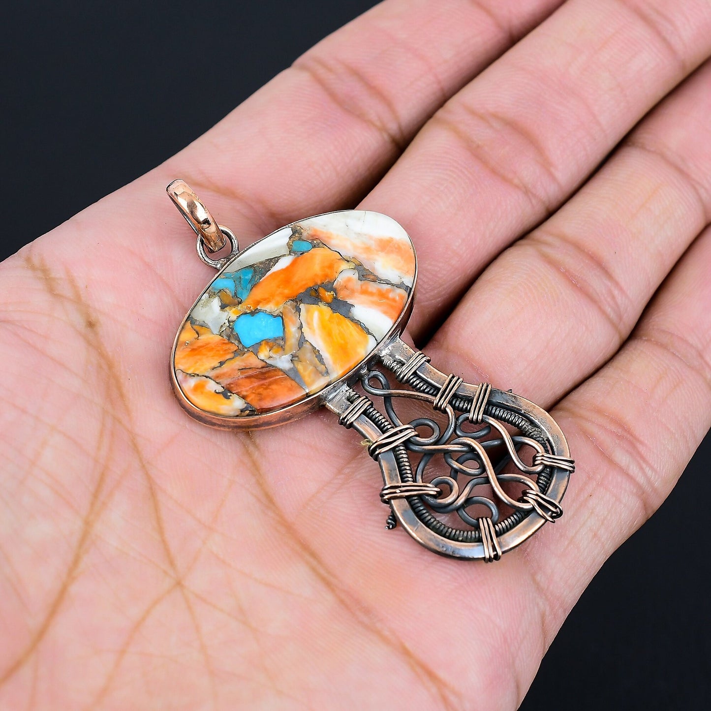Orange Turquoise Gemstone Pendant