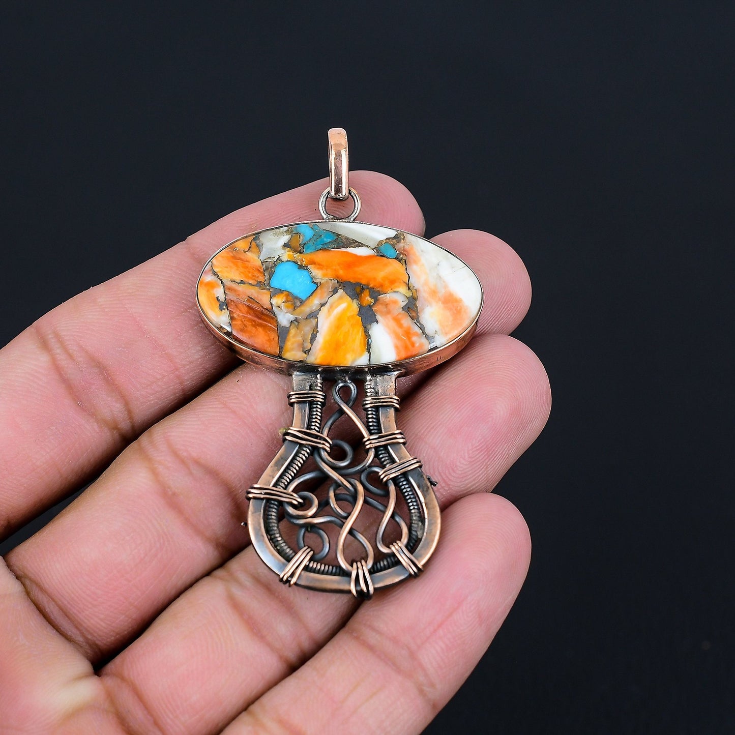 Orange Turquoise Gemstone Pendant