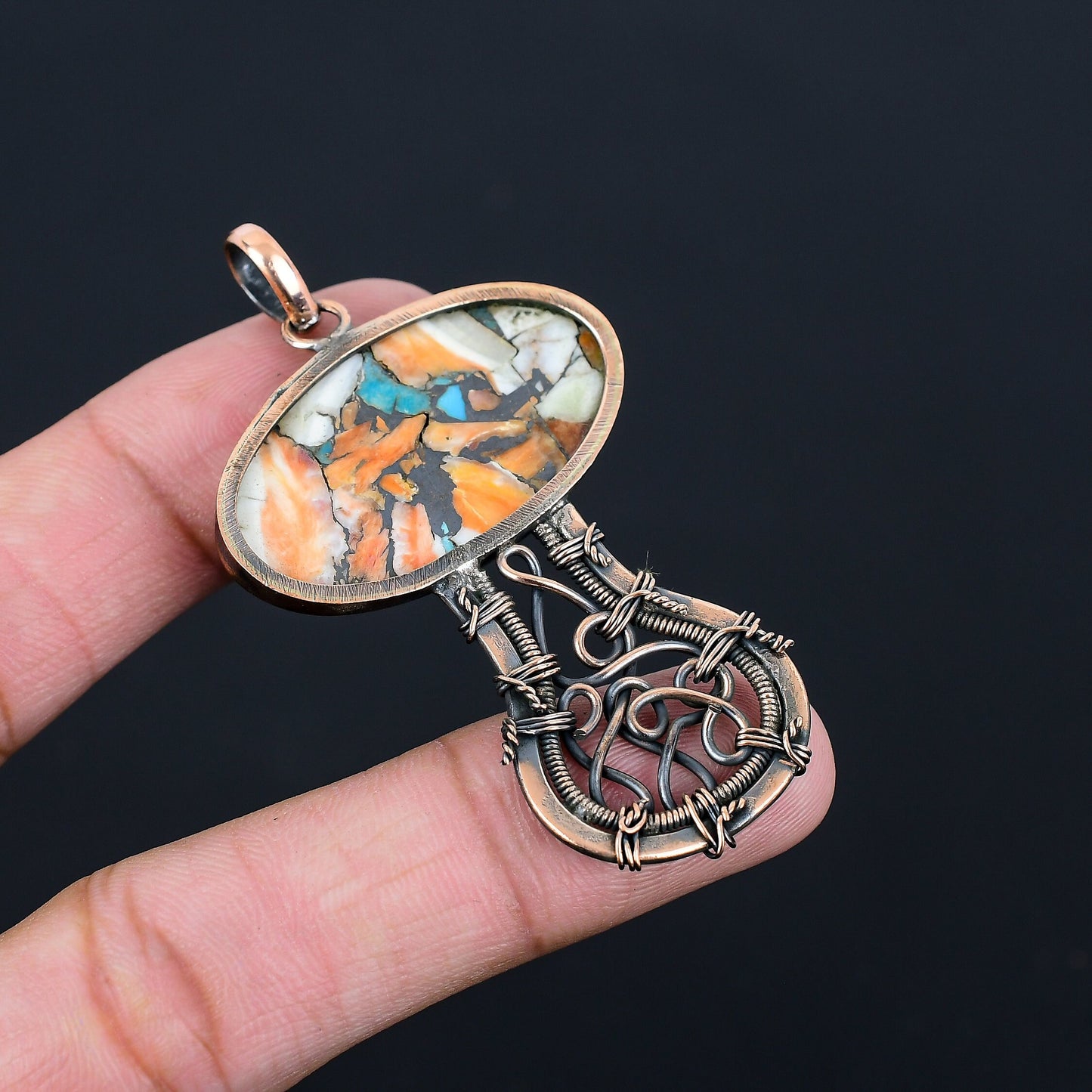 Orange Turquoise Gemstone Pendant