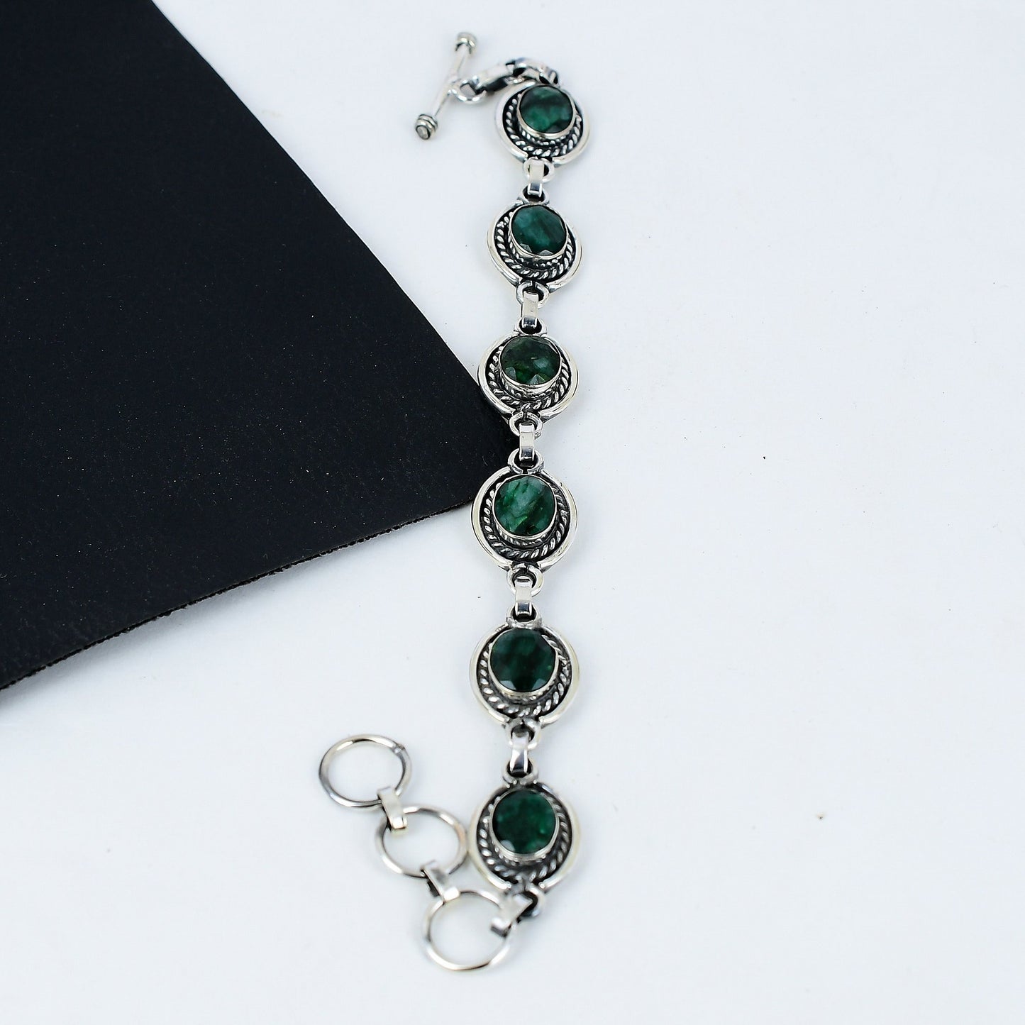 Green Emerald Gemstone Bracelet