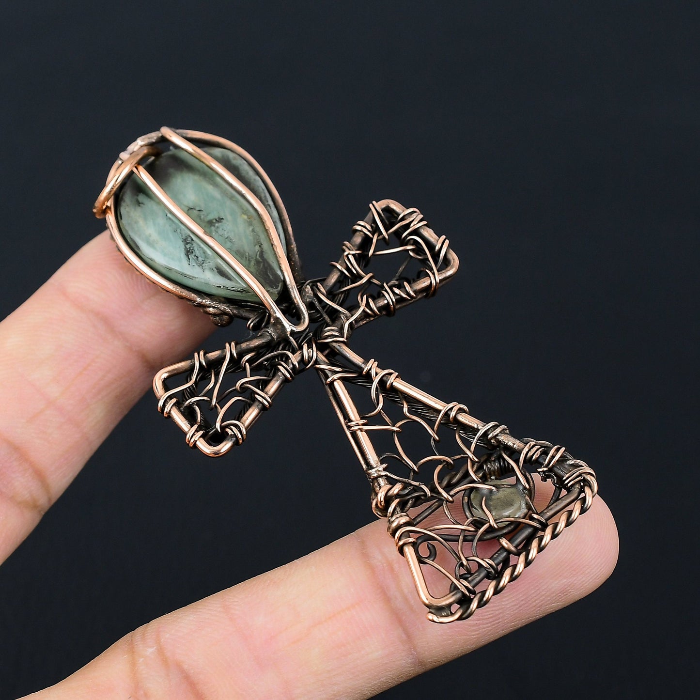 Green Amazonite Gemstone Ankh Pendant