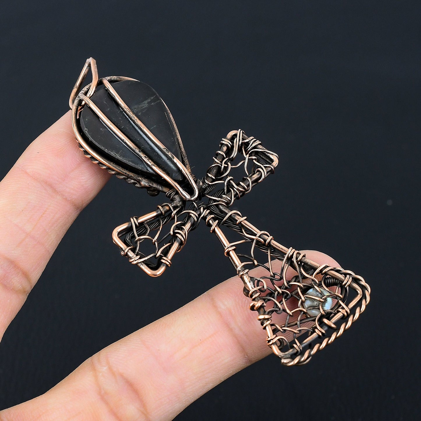 Black Shungite Gemstone Ankh Pendant